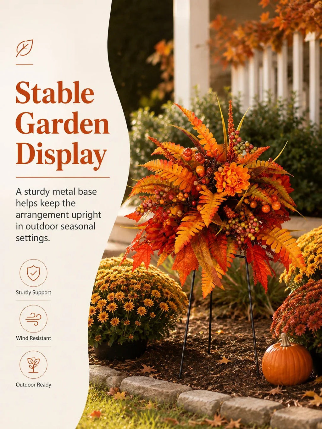 Autumn Harvest Floral Garden Stake Arrangement