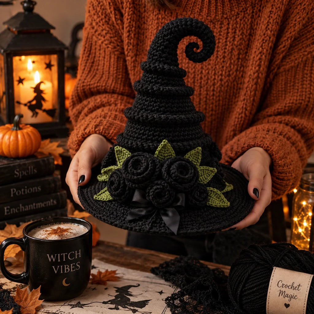 Witch Hat Crochet Pattern - Halloween Spiral Hat