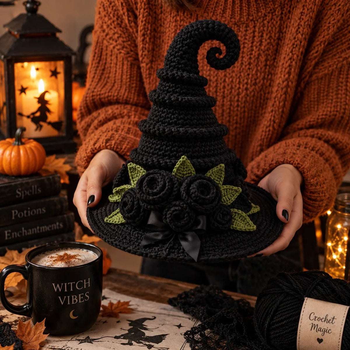 Witch Hat Crochet Pattern - Halloween Spiral Hat