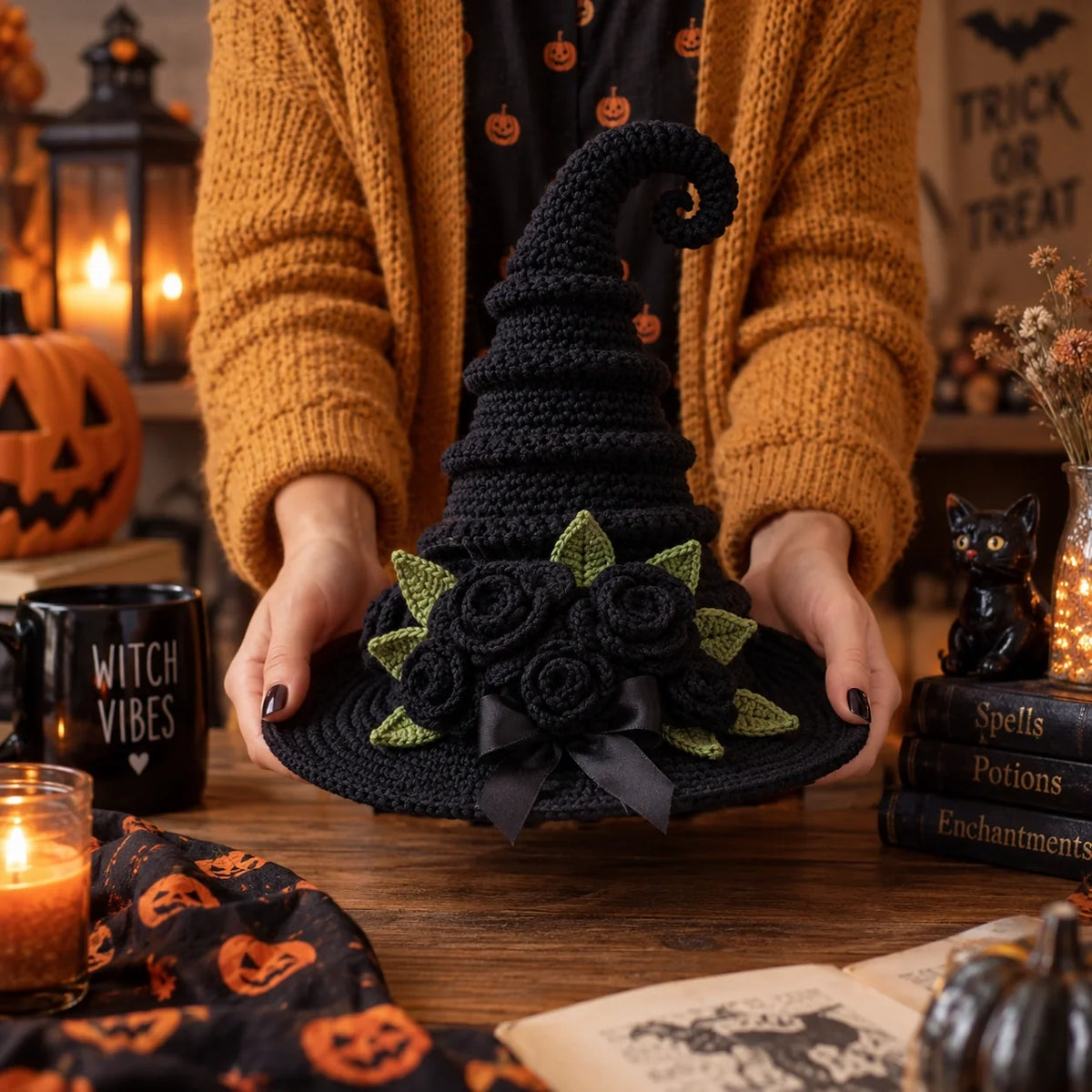 Witch Hat Crochet Pattern - Halloween Spiral Hat