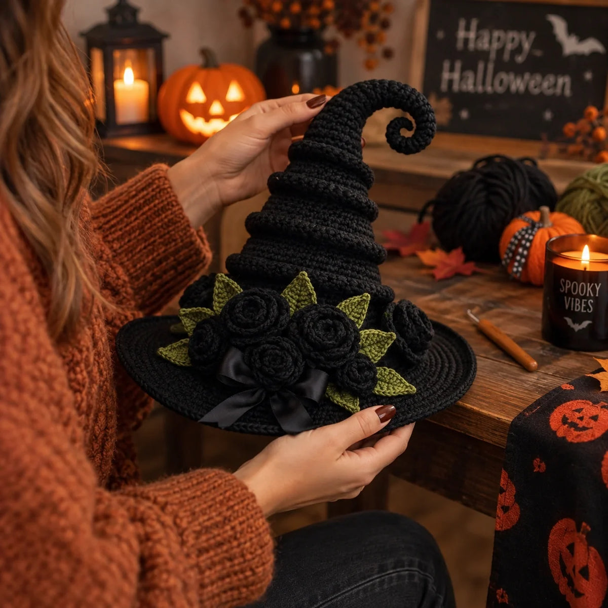 Witch Hat Crochet Pattern - Halloween Spiral Hat