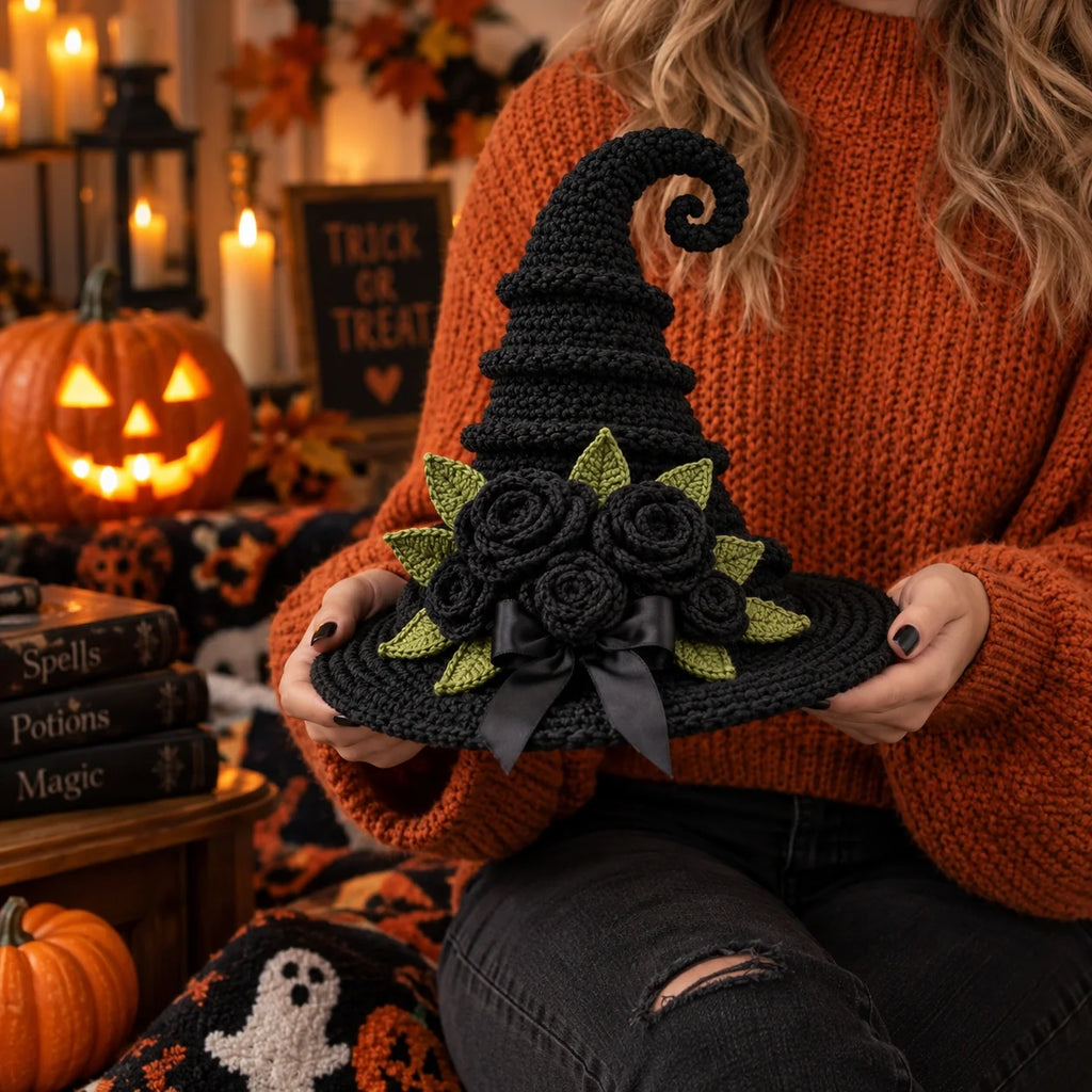 Witch Hat Crochet Pattern - Halloween Spiral Hat