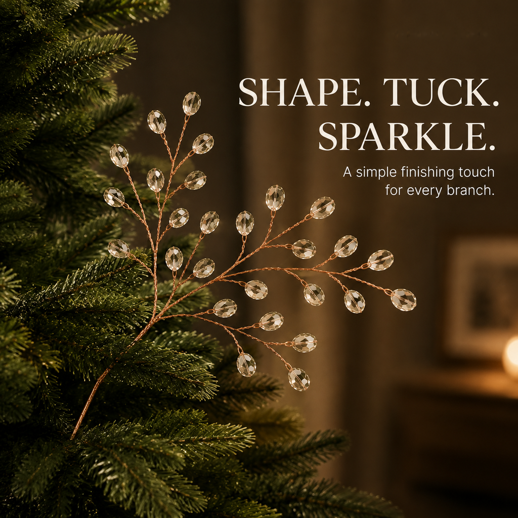 ✨ Crystal Beaded Christmas Tree Branch Picks – Instant Sparkle & Fuller Holiday Décor