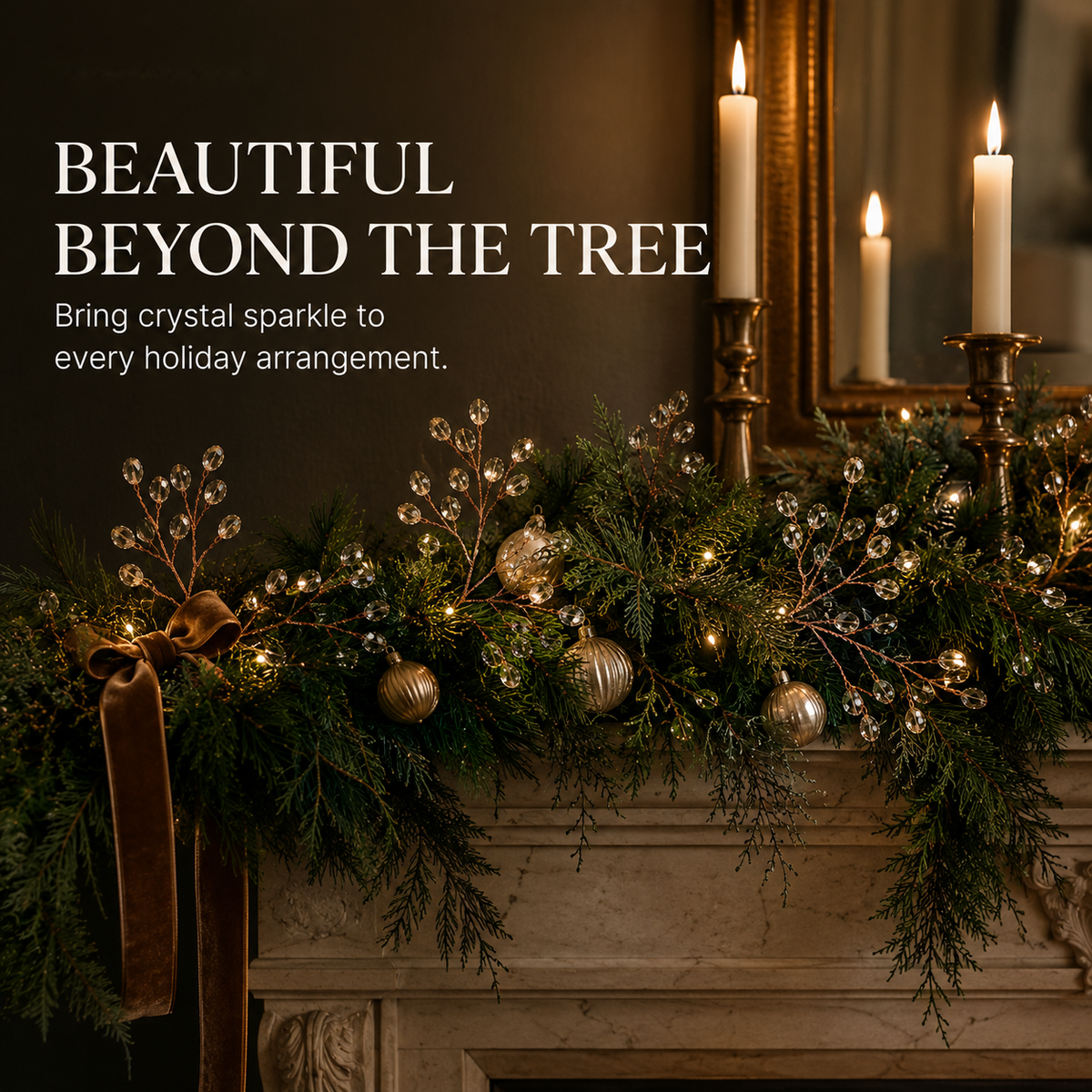 ✨ Crystal Beaded Christmas Tree Branch Picks – Instant Sparkle & Fuller Holiday Décor