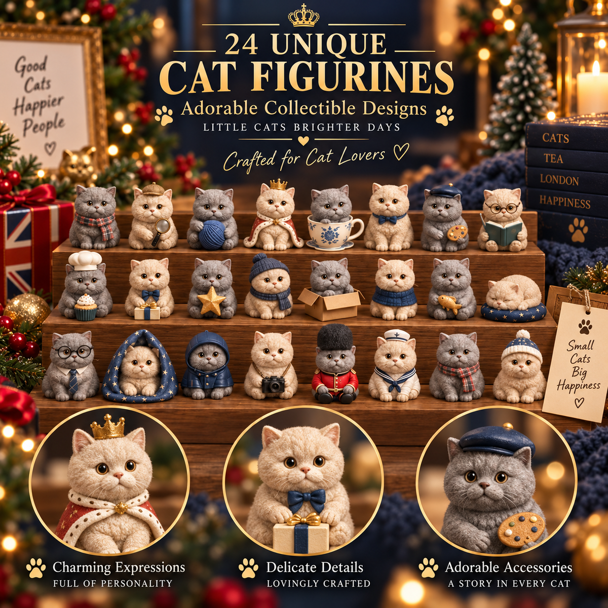 🎄✨CHRISTMAS KICKOFF 49%OFF - 2026 Days of BritishShorthair Blind Box -24-Day Festive Countdown,British Shorthair ThemedCollectible MiniaturesBlind Box - Gift For CatLovers
