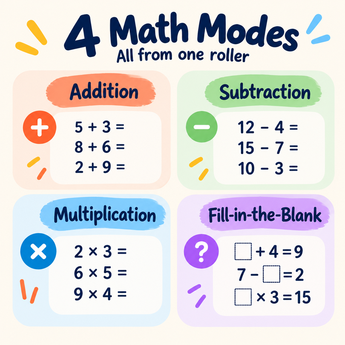 4 in 1 Math Practice Stamp