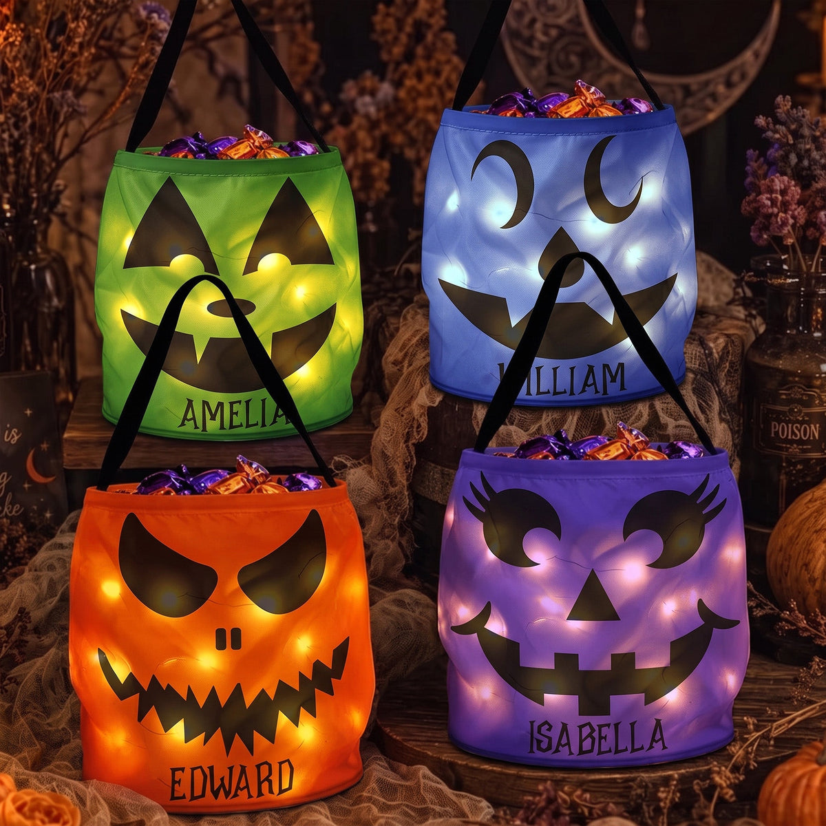 Halloween Candy Bag For Kids Scary Pumpkin Face
