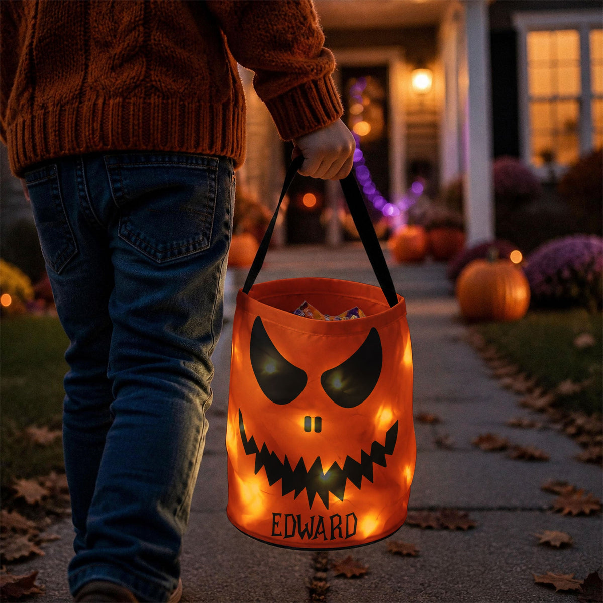 Halloween Candy Bag For Kids Scary Pumpkin Face
