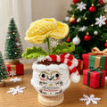 Crochet Christmas Flower Pot Decor - Festive Desktop Ornament Gift for Office, Home & Holiday Parties