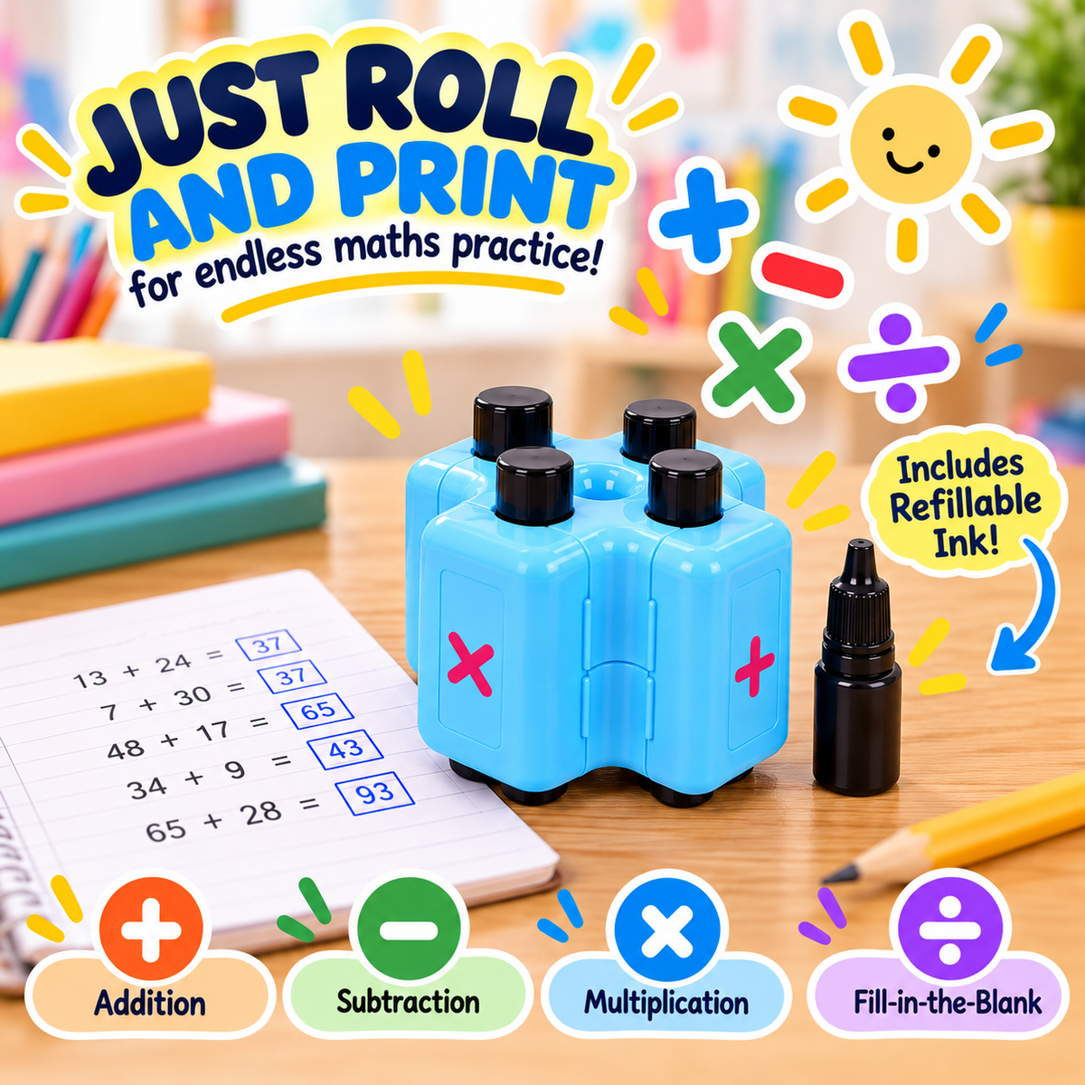 4 in 1 Math Practice Stamp