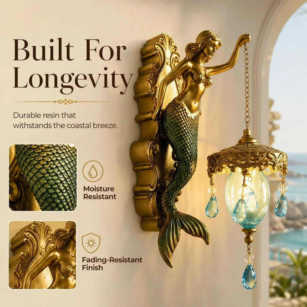 🔥HOT SALE!🧜‍♀️Hand-Painted Mermaid Wall Sconce – Nautical & Artisan Design