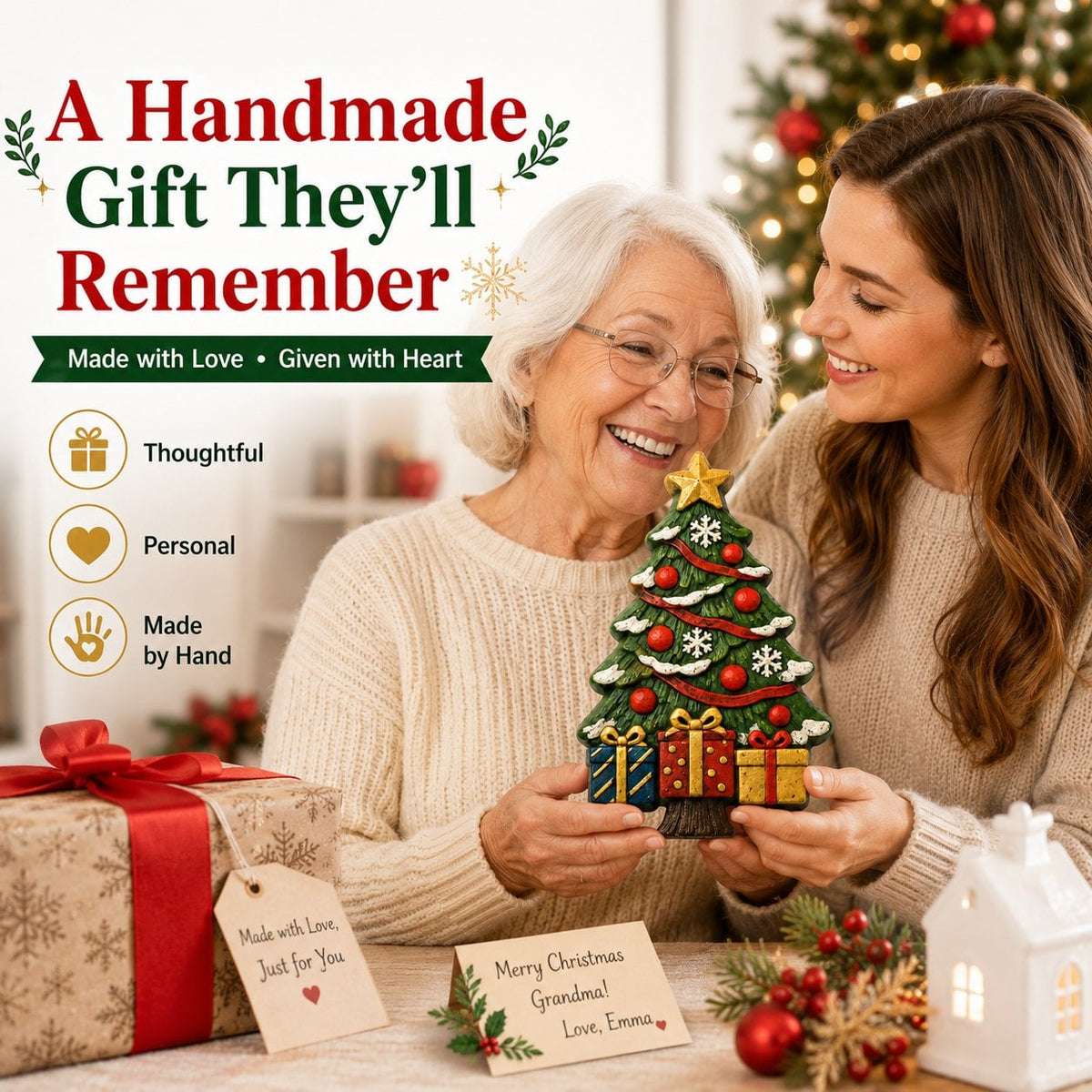 🔥 BUY 2 SAVE 20% – 🎄 DIY Christmas Tree Mold & Paint Craft Kit | Reusable 3D Mold with 8 Acrylic Paints, 2 Brushes & Festive Detail Guide 🎨✨