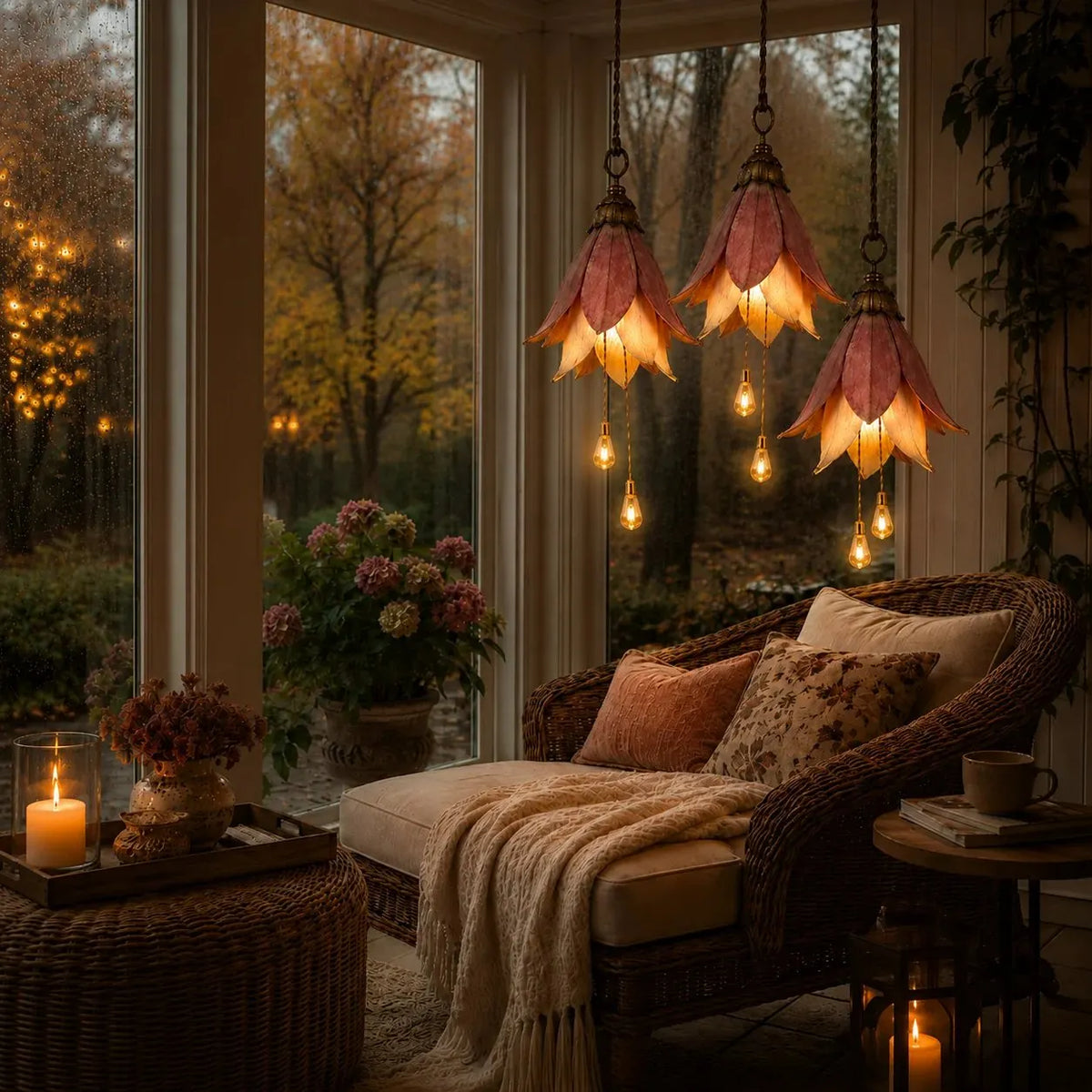🌸🏠Vintage Hanging Flower Lights – Warm Glow Garden & Patio Decor