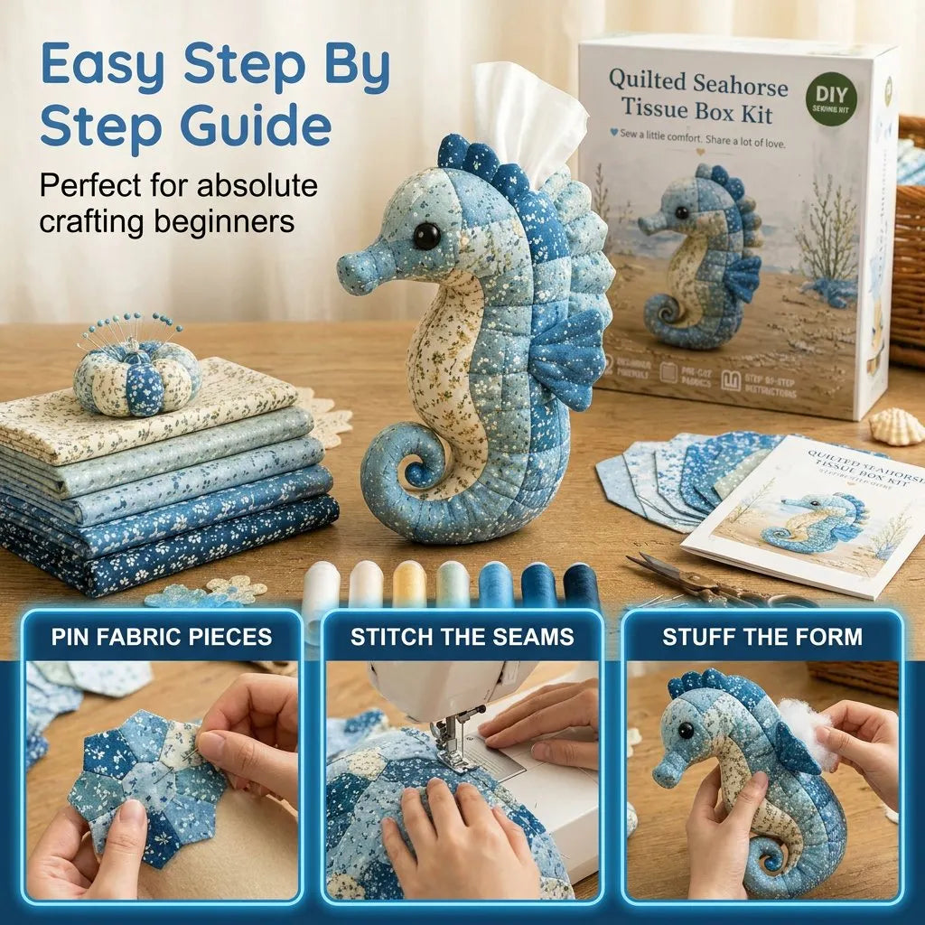 🧵 DIY Ocean Animal Tissue Box Sewing Kit – Fun Animal & Ocean Friends! 🌟