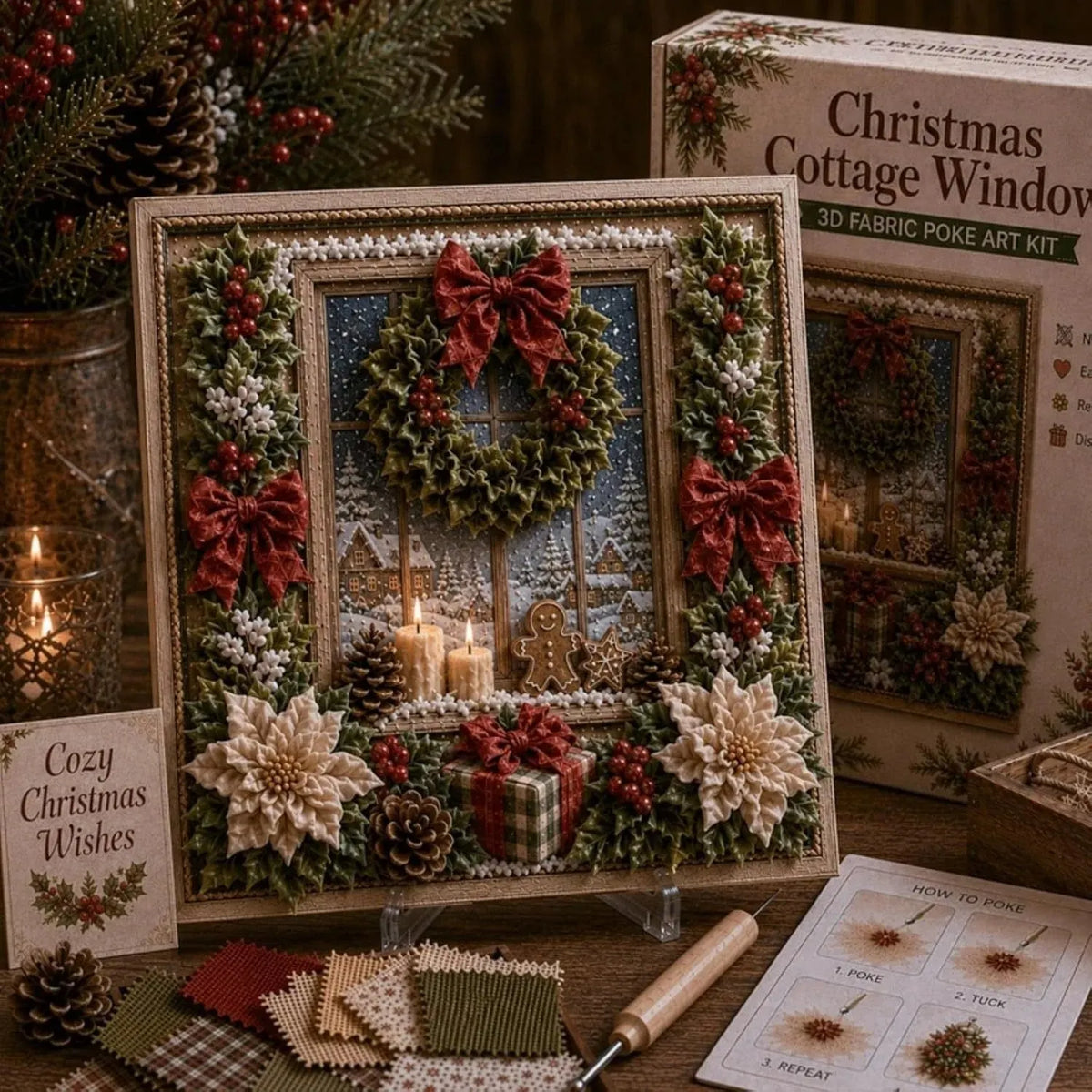 🔥Last Day 60% OFF -3D Christmas Fabric Poke Art Frame Kit