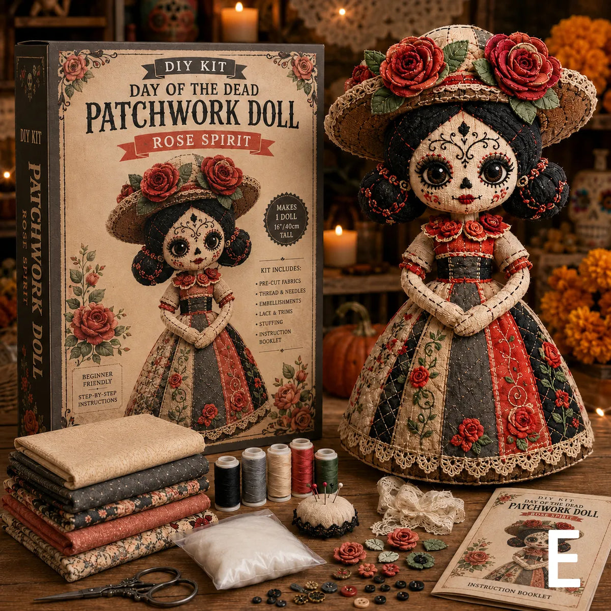 🔥LAST DAY 50% - Day of the Dead Patchwork Doll DIY Kit