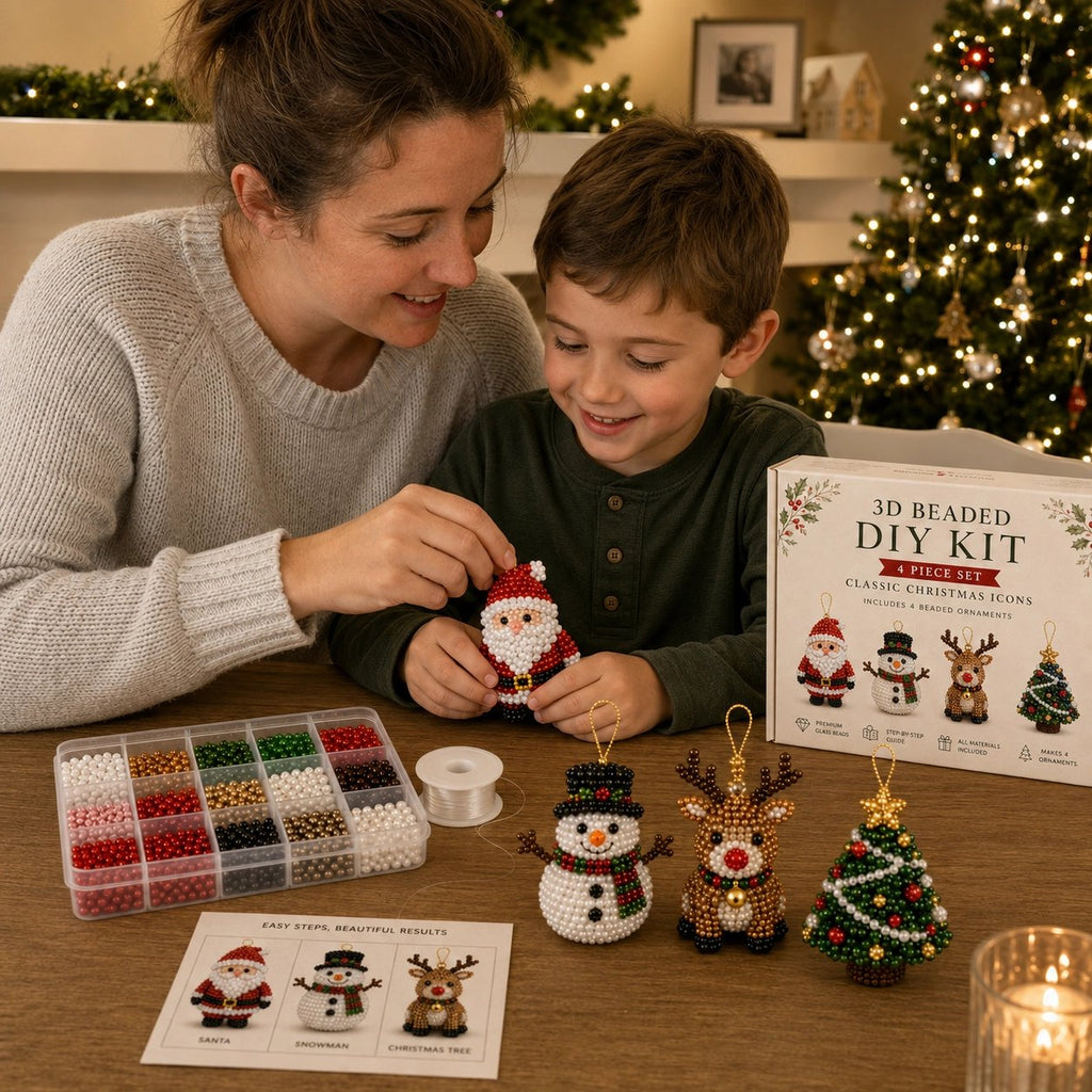 DIY 3D Beaded Christmas Ornament Craft Kit — 8 Festive Sets