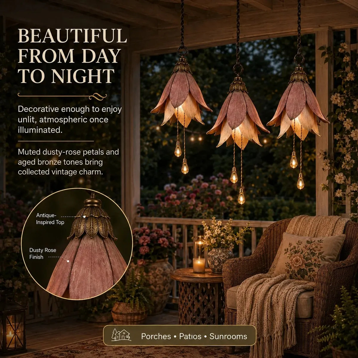 🌸🏠Vintage Hanging Flower Lights – Warm Glow Garden & Patio Decor