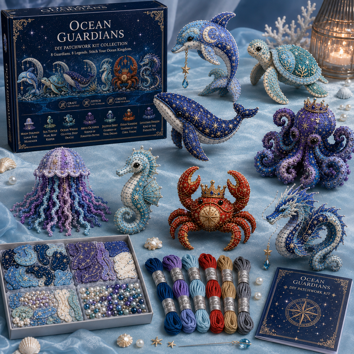 🔥LAST 4 HOURS,BUY 2 GET 1 FREE — Each discount is $8.5🎁 Ocean Guardians DIY Patchwork Kit Collection🌊