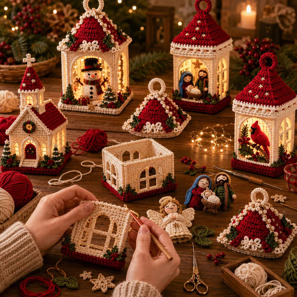 ⏳ Last Day 49% OFF – 🧶Beginner-Friendly DIY Lighted Christmas Crochet Lantern Kit Collection | Complete Kit with Coordinated Yarn, LED Lights & Step-by-Step Guide Included 💕