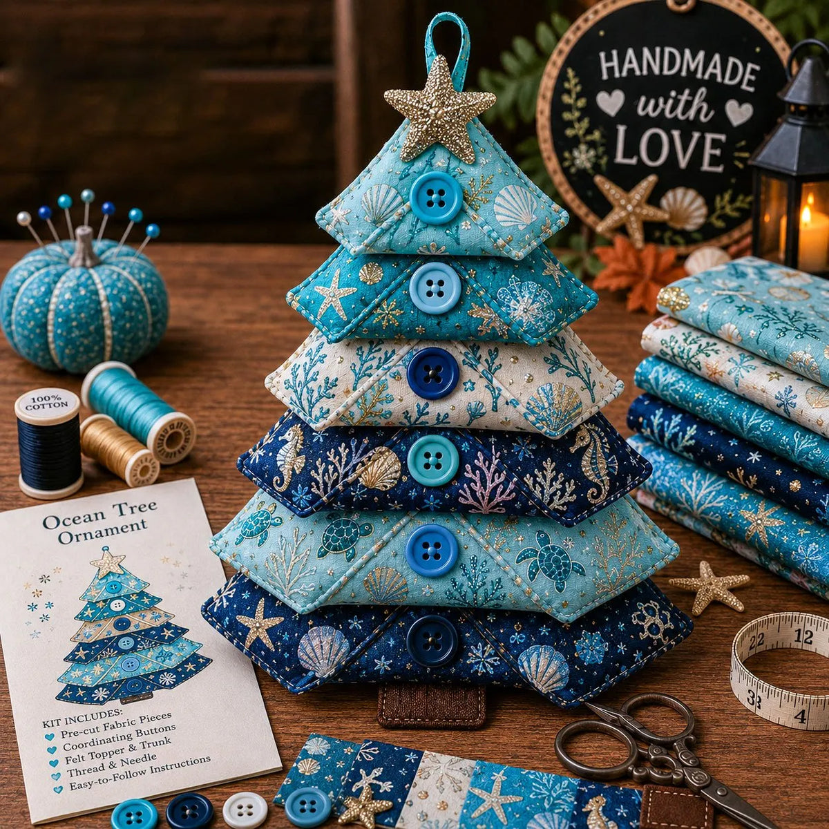 Layered Fabric Tree Ornament DIY Sewing Kit