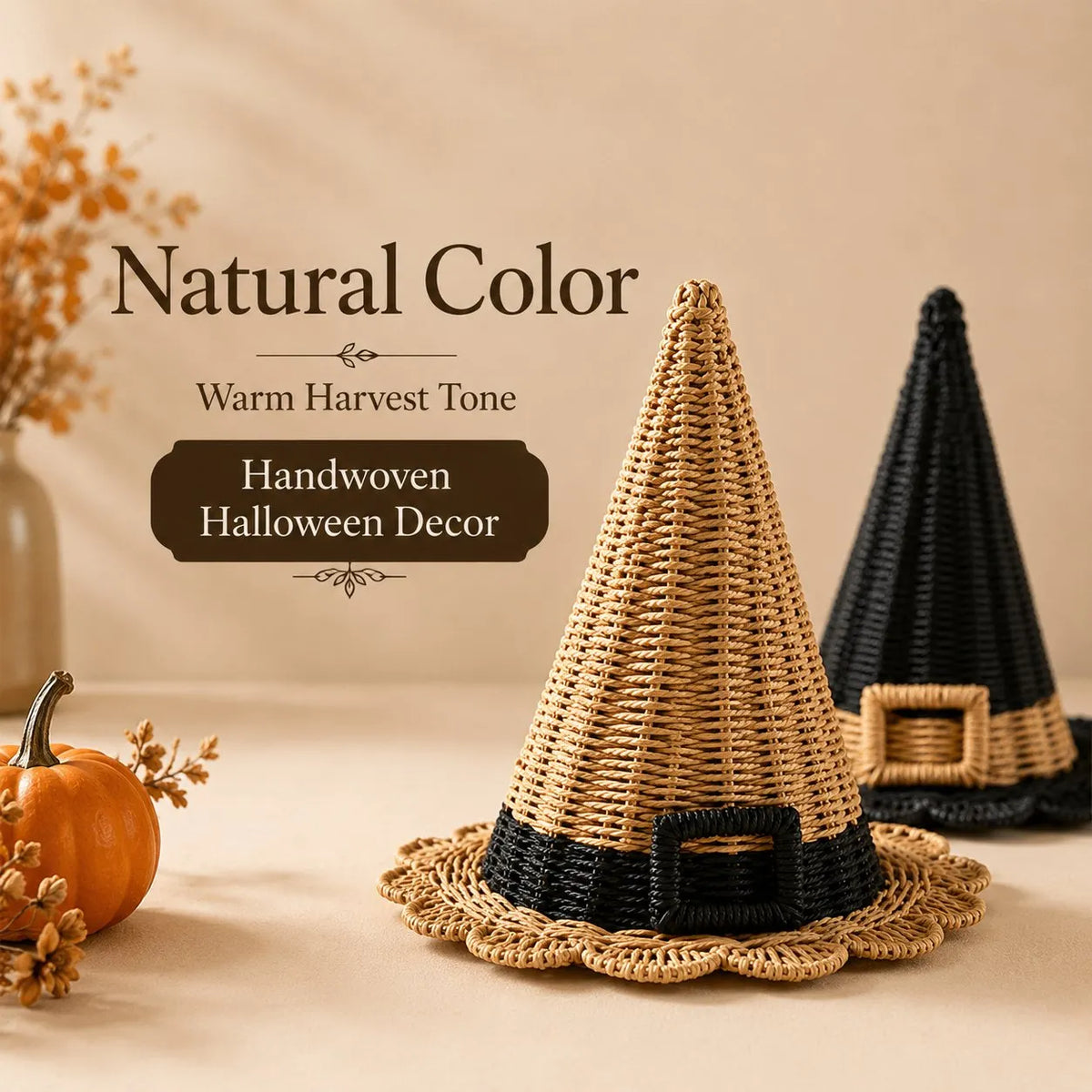 🧙‍♀️ Handwoven Paper-Rope Witch Hat — Add Rustic Magic to Halloween! 🎃