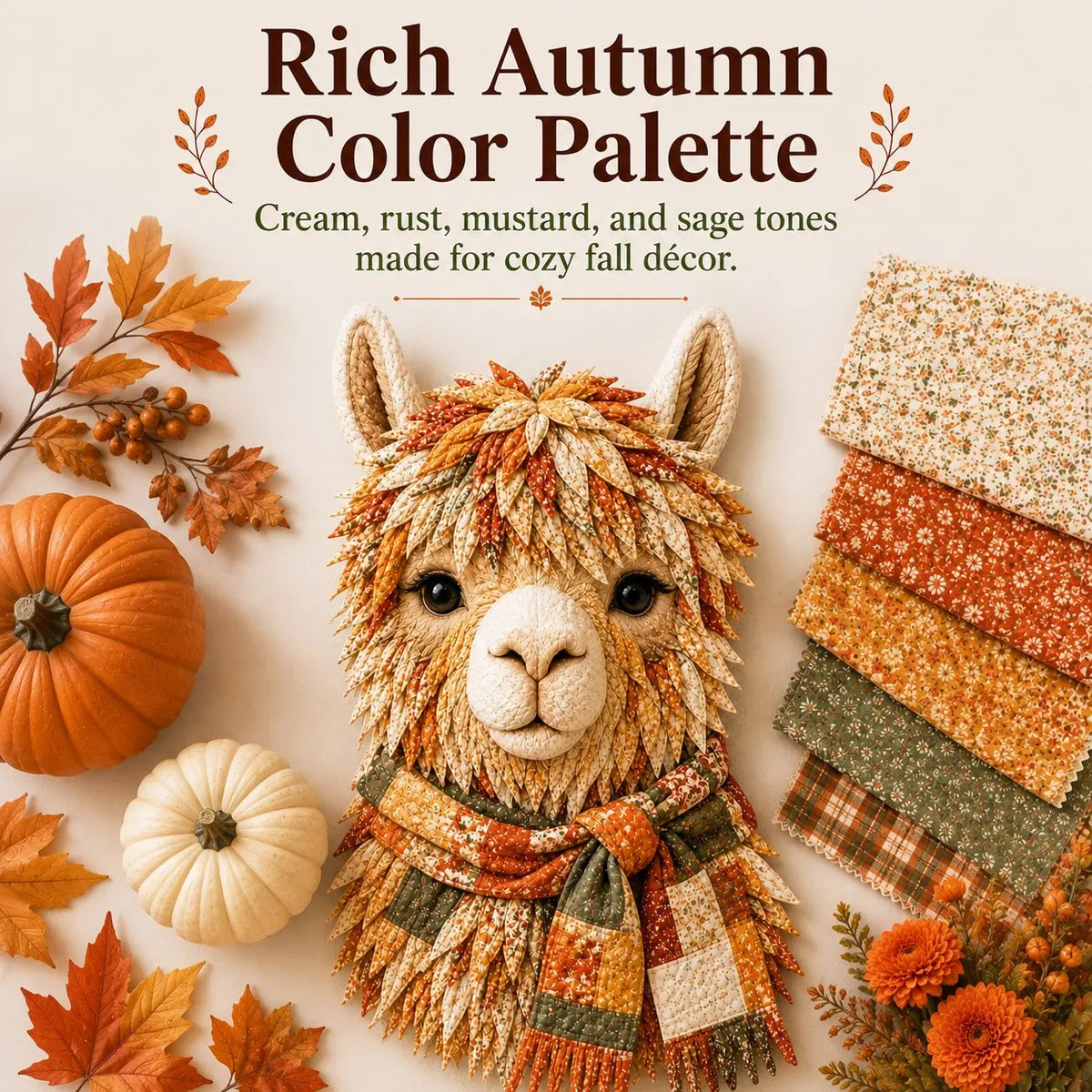 ⏳ Last Day 49% OFF – 🦙 Beginner-Friendly Autumn Alpaca DIY Wall Hanging Kit | Complete Kit with Pre-Cut Fabrics, Stitching Supplies & Step-by-Step Guide Included 🍂💕