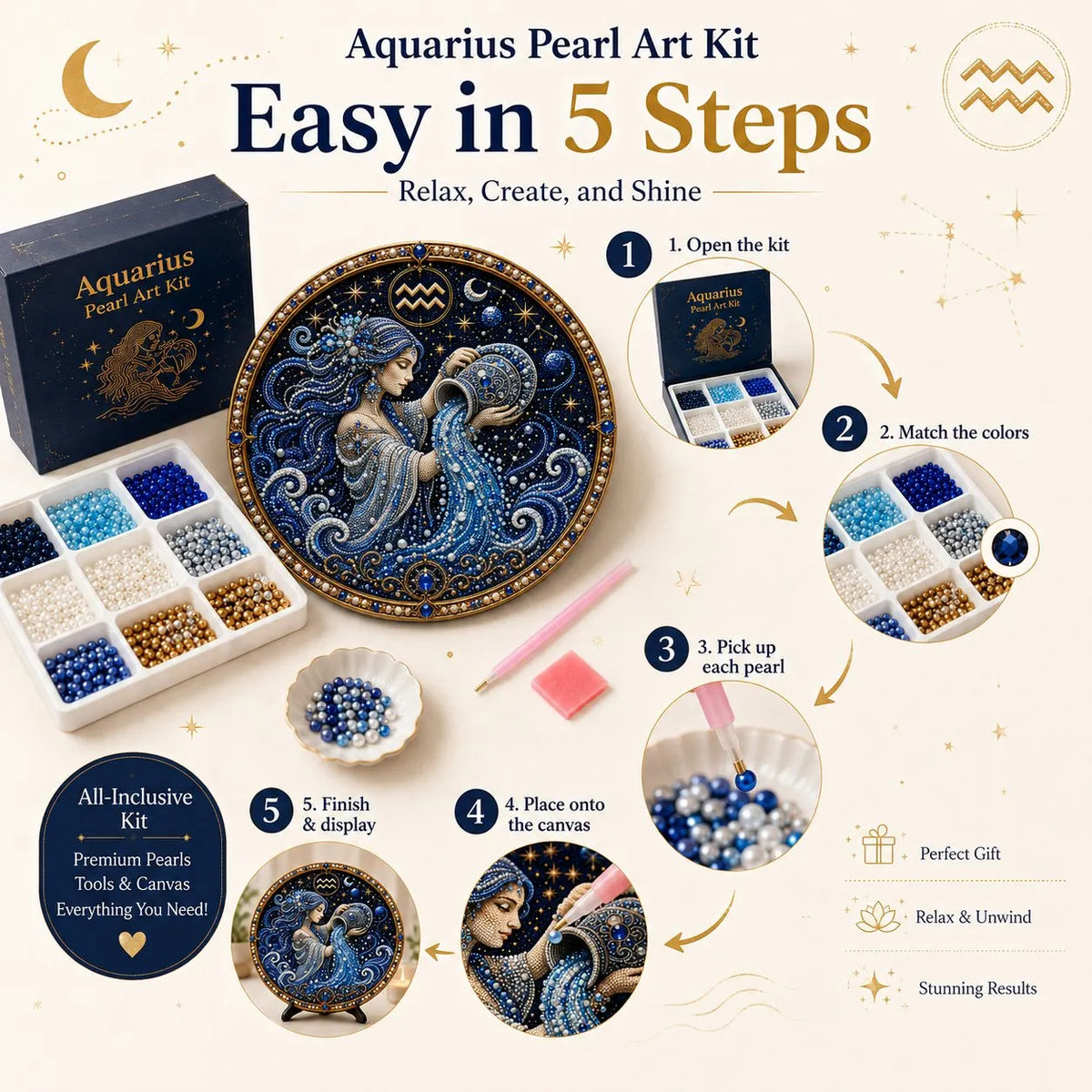 🔥 LAST DAY 49% OFF – ✨ Premium 3D Pearl 12 Zodiac Signs Art Kit | Luxury Flocked Canvas with Scratch-Resistant Non-Fading Pearl Beads DIY Handmade Astrology Decor ♈🌙💎
