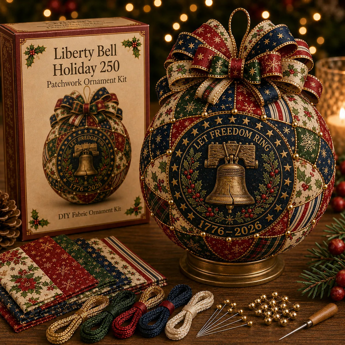 ❤️Beginner-Friendly🎄 USA 250th Anniversary Christmas Patchwork Ornament DIY Kit