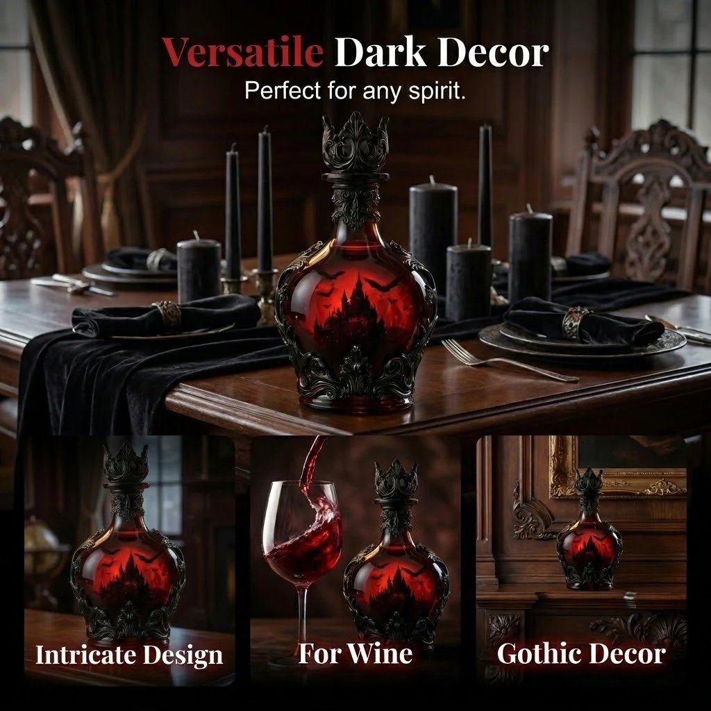 🔥Halloween Magic Potion-Style Whiskey Bottle – Gothic Vampire Elixir Decanter