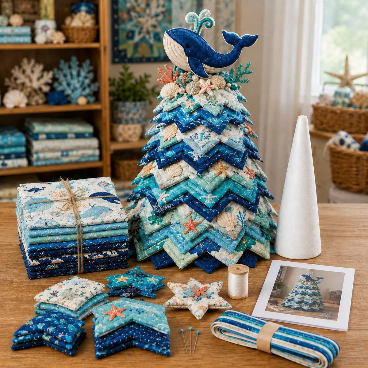 🔥 Last Day: 49% Off – 🌊 "Ocean Dream" Layered Fabric Tree DIY Kit | Create a freestanding coastal-style centerpiece featuring coordinated fabrics and an ocean-themed topper 🐚✨