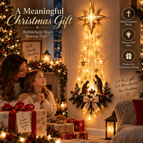 ✨✝️ Bethlehem Star of Faith – Lighted Nativity Wall Decor✝️