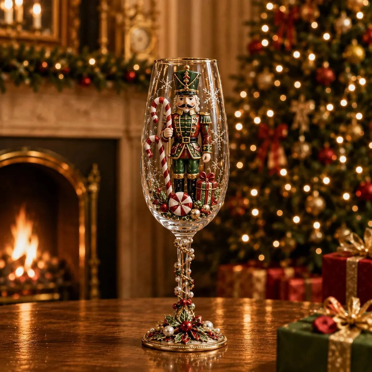🎁🎭 Nutcracker-Inspired Christmas Collector Champagne Glass Set