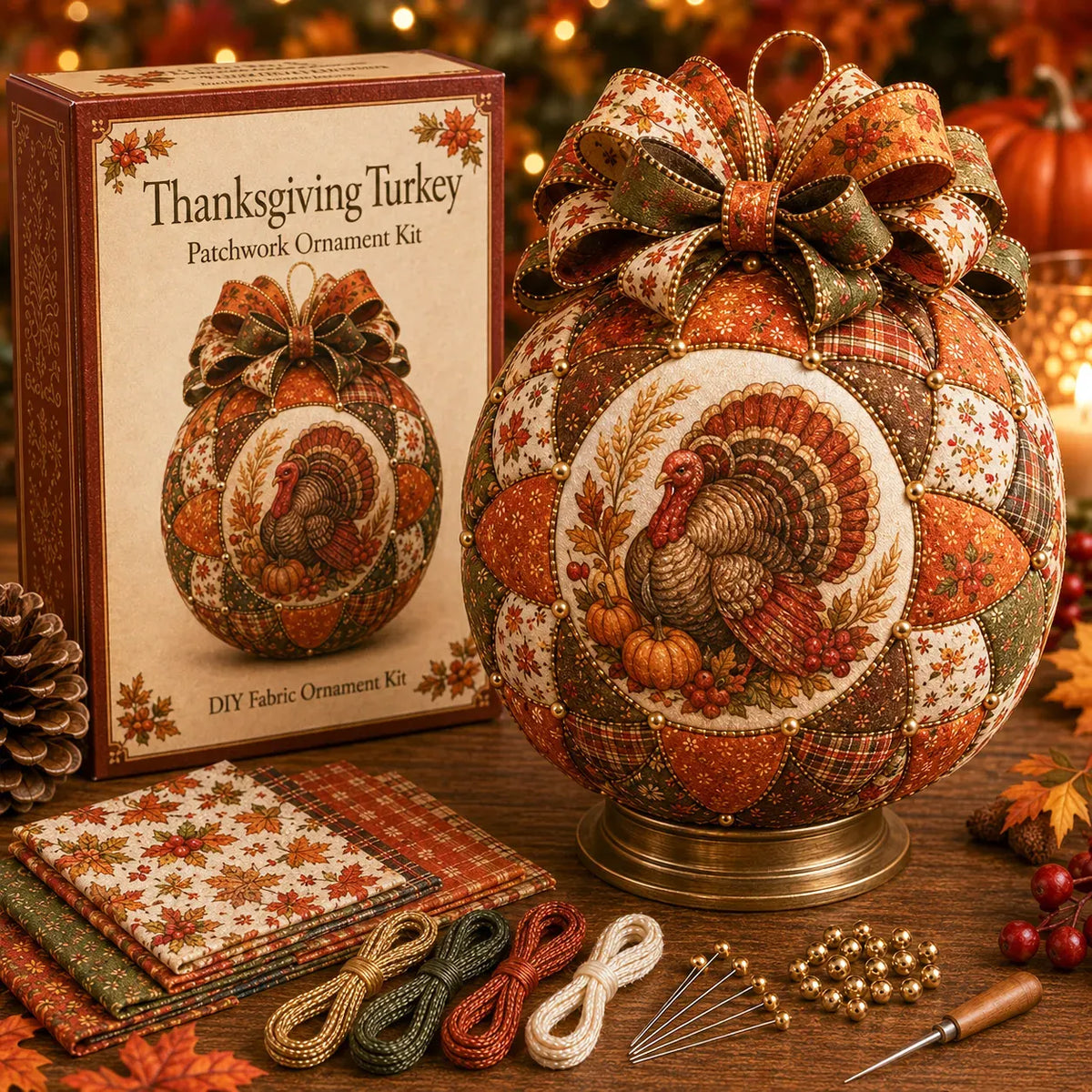 🔥LAST DAY 50% OFF -🍂 Autumn Thanksgiving Classics Patchwork Ornament DIY Kit
