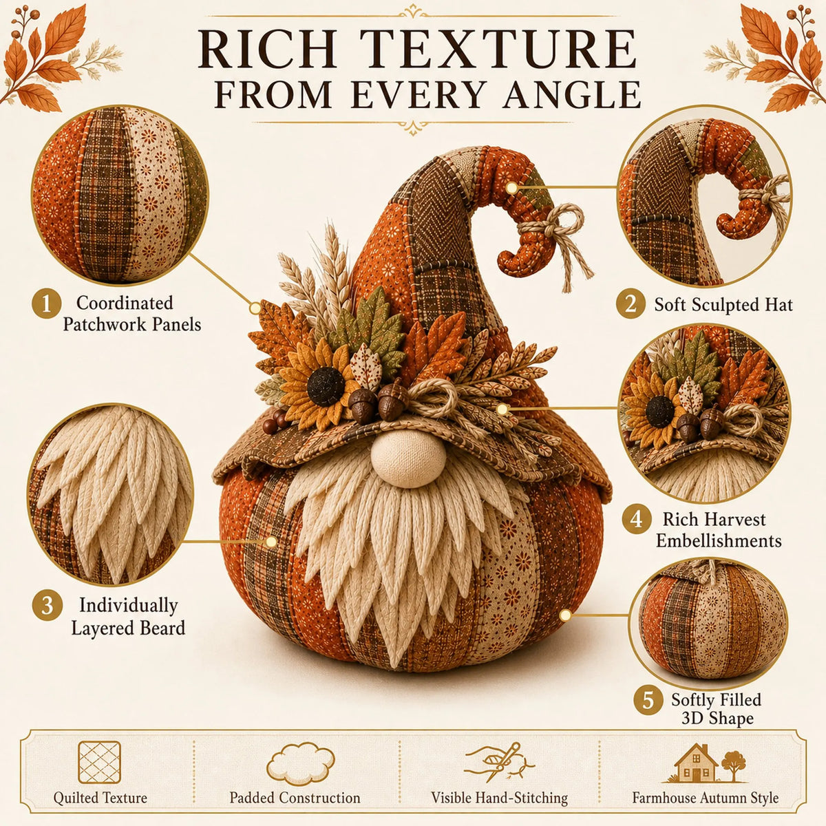 ⏳ Last Day 49% OFF – 🎃 Beginner-Friendly DIY Layered Harvest Pumpkin Patchwork Kit Collection | Complete Kit with All Tools & Step-by-Step Guide Included 💕