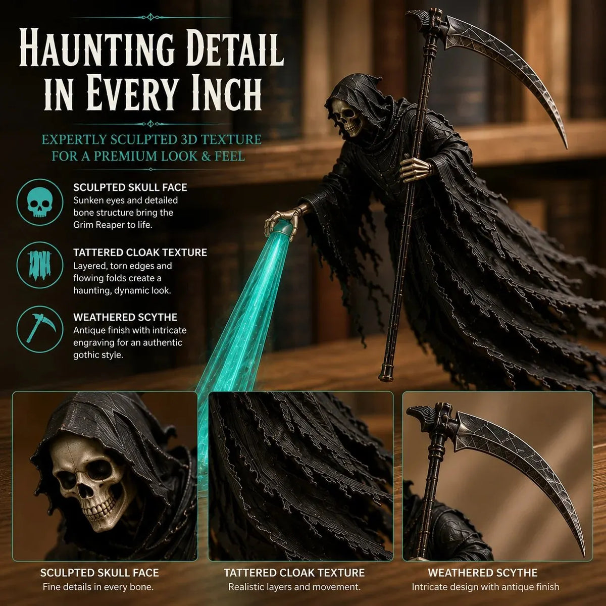🔥Buy 2 Get 20% OFF🔥💀 The Soul Collector — Haunted Reaper Shelf Light