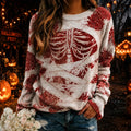 Women's Halloween Human Anatomy Art Casual Crewneck Sweater