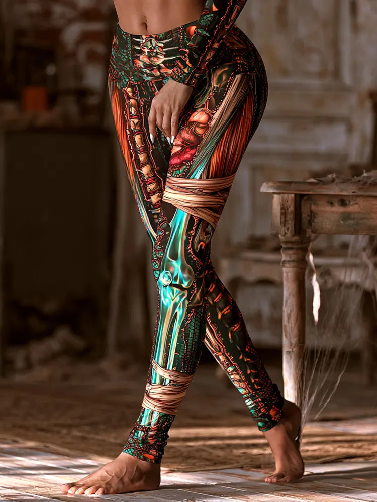 Women's Halloween Human Skeleton Art Comfortable Leggings