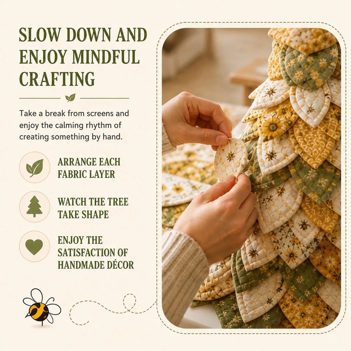 🔥LAST DAY 50% OFF -🌻Sunflower Bee Garden Tree DIY Kit-Handmade Fabric Tabletop Tree Decor