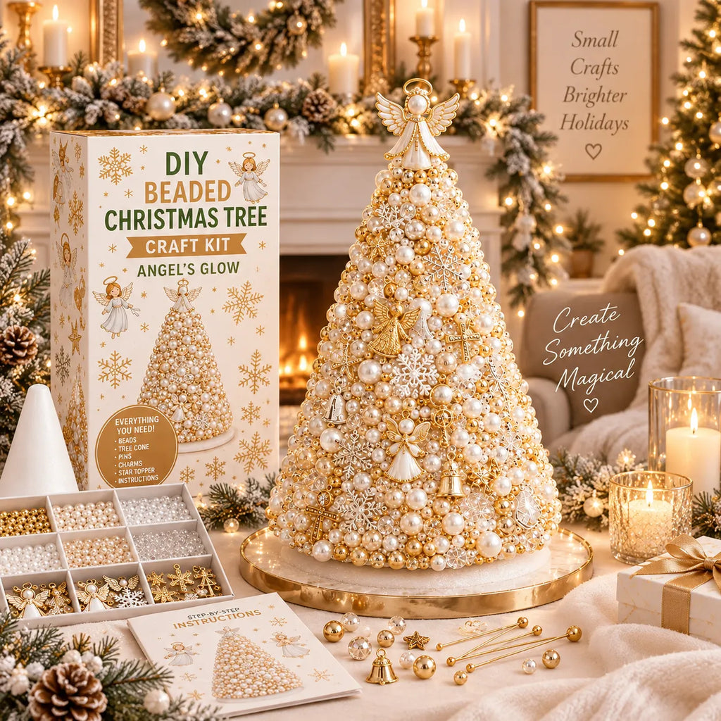 DIY Beaded Pearl Art Christmas Tree – Ornament Kit Holiday Decor