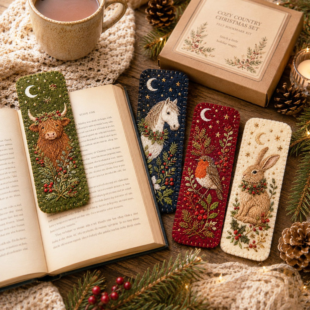 🎄 DIY Felt Embroidery Bookmark Kit(4PCS)