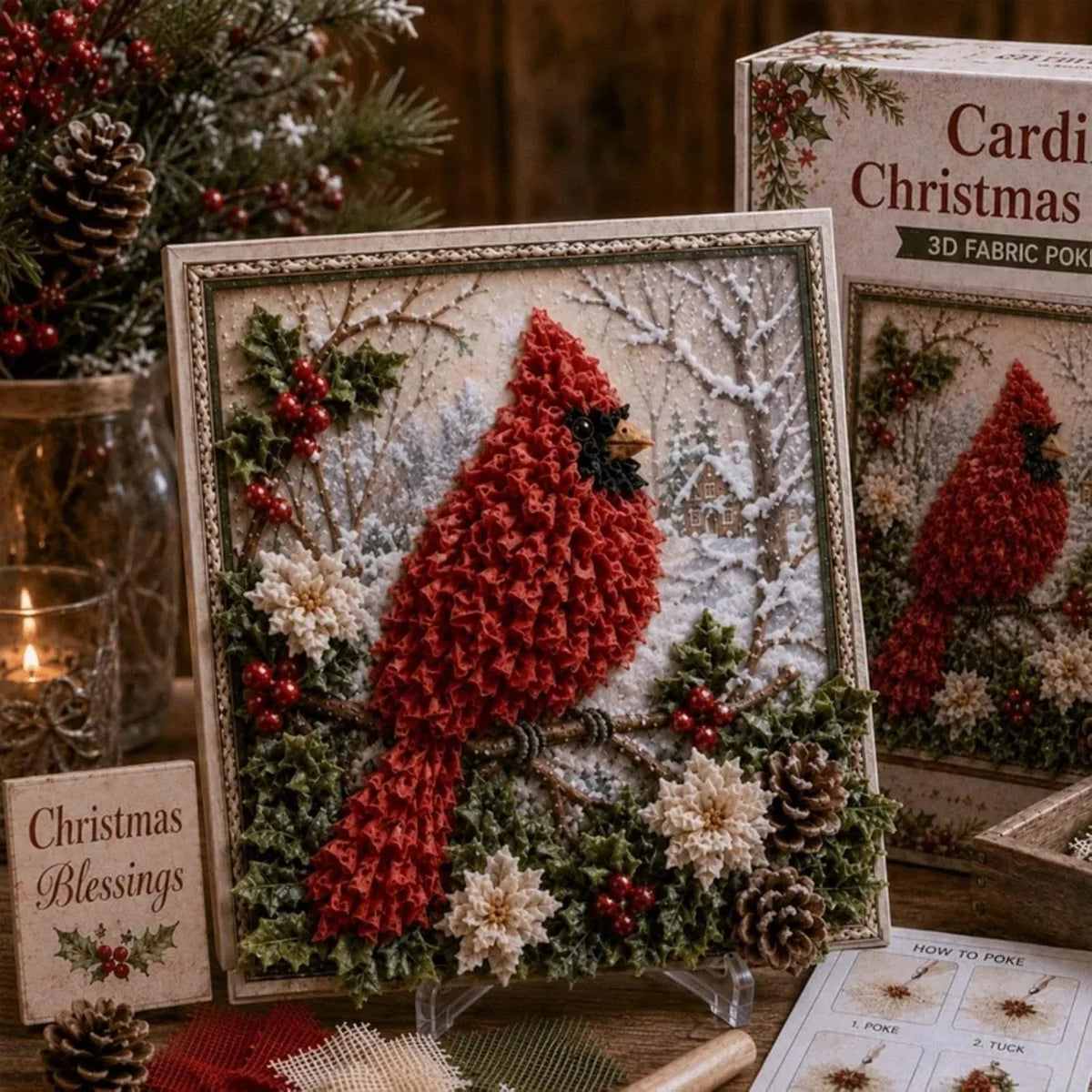 🔥Last Day 60% OFF -3D Christmas Fabric Poke Art Frame Kit