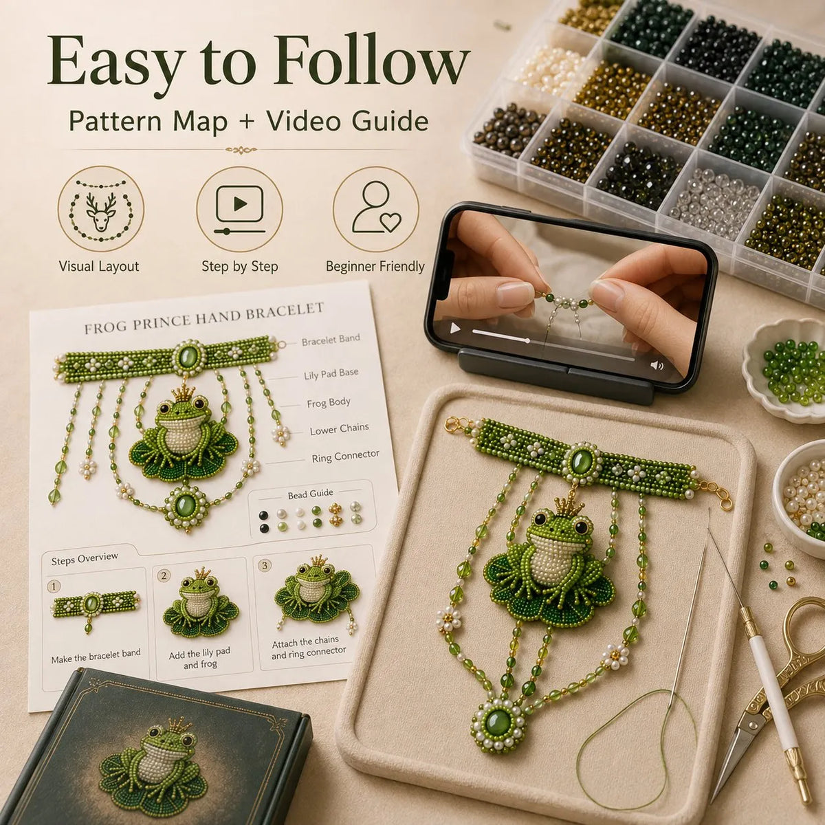 ✨Enchanted Forest DIY Beaded Hand Bracelet Kit,