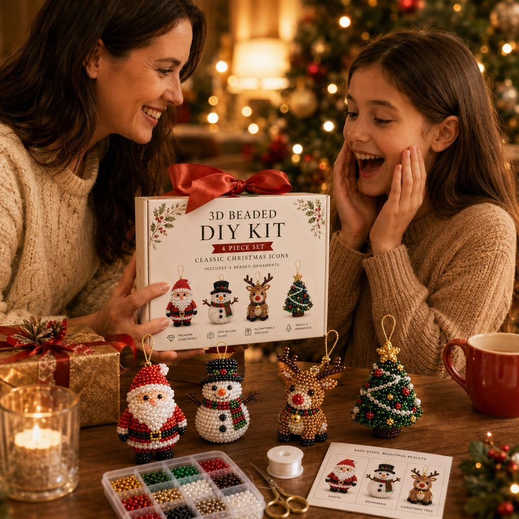 DIY 3D Beaded Christmas Ornament Craft Kit — 8 Festive Sets