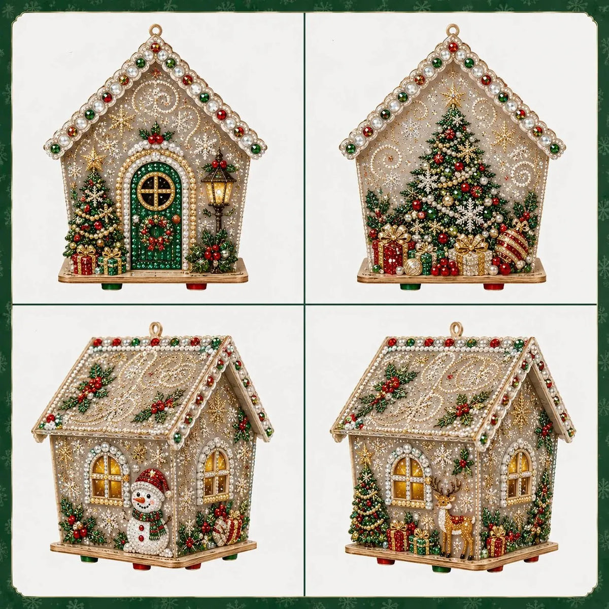 🔥 LAST DAY 49% OFF – 🎄Christmas Pearl Cottage Art Kit | Pre-Cut Wooden Panels, Sparkling Rhinestones, Pearl Beads & Complete Tools for a 3D Holiday House ✨
