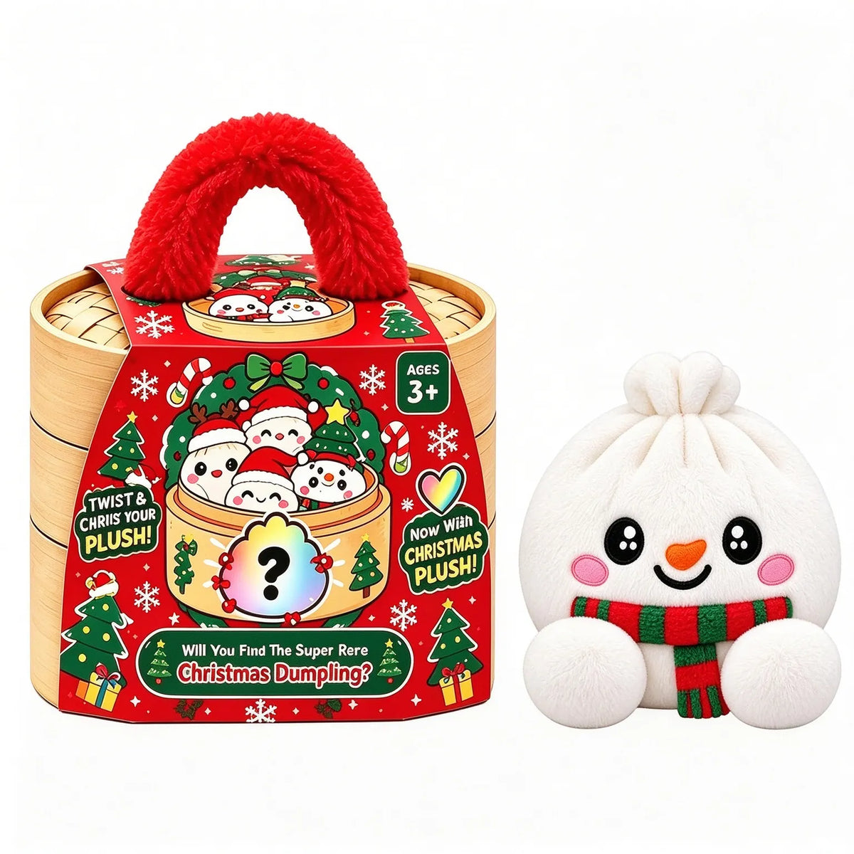 Cute Rainbow Dumpling Squishy – Soft Plush Stress Relief Squeeze Toy with Steamer
