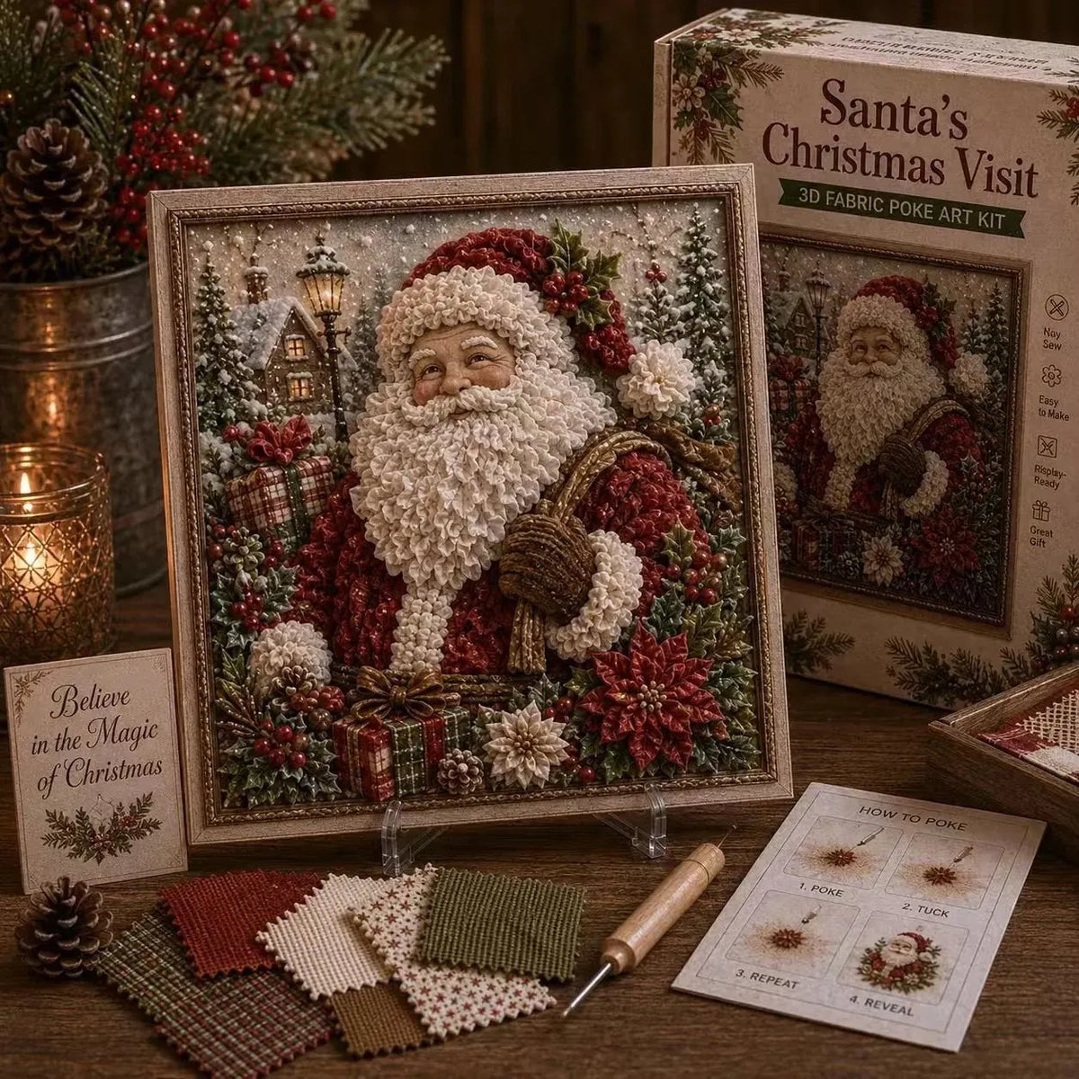 🔥Last Day 60% OFF -3D Christmas Fabric Poke Art Frame Kit