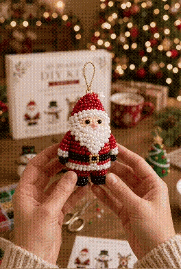 DIY 3D Beaded Christmas Ornament Craft Kit — 8 Festive Sets