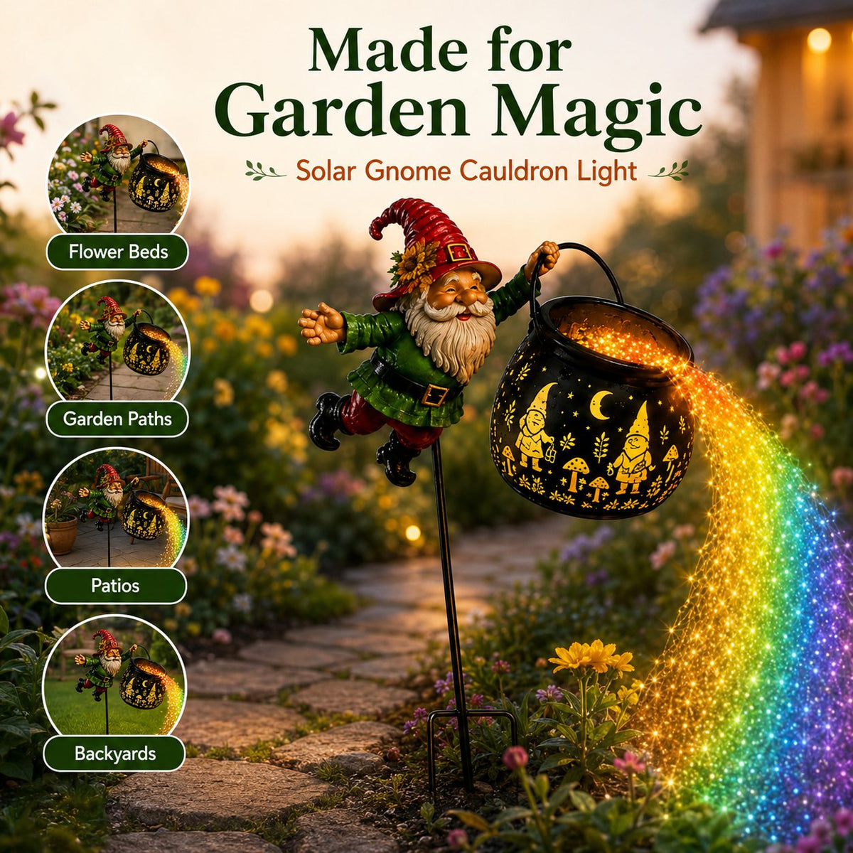 🎁 Today Only: 50% OFF 🌈  Gnome Cauldron Solar Garden Light – Spooky Neon Glow 🧙‍♂️