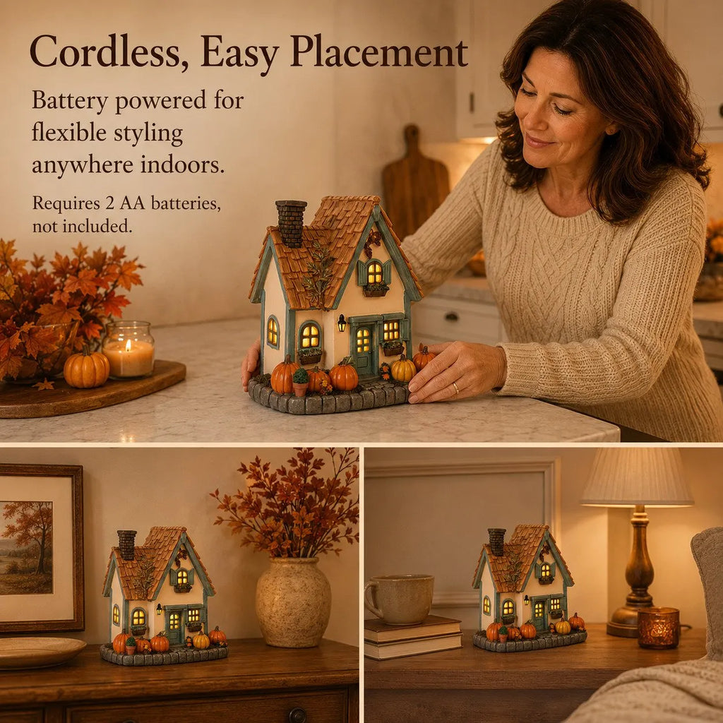 🎃🏡Vintage Light-Up Pumpkins Cottage
